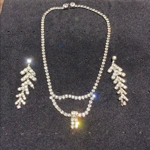Vintage Rhinestone necklace and earrings set